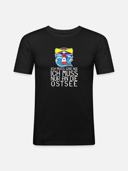 Ostsee Spruch - Männer Slim Fit T-Shirt - Schwarz