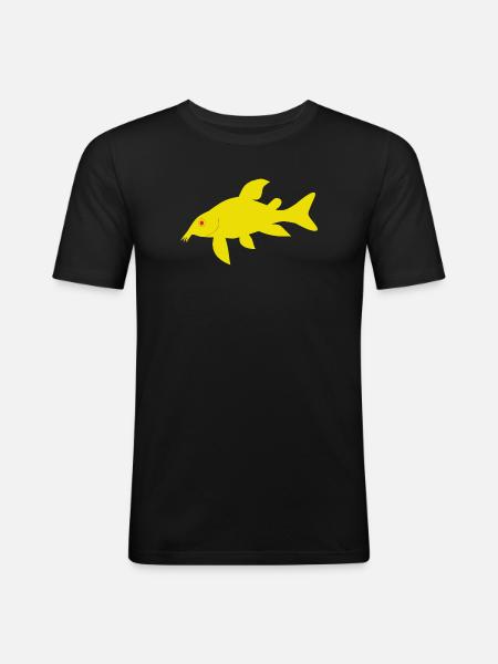 Rote und gelbe Panzerwelse - Männer Slim Fit T-Shirt - Schwarz