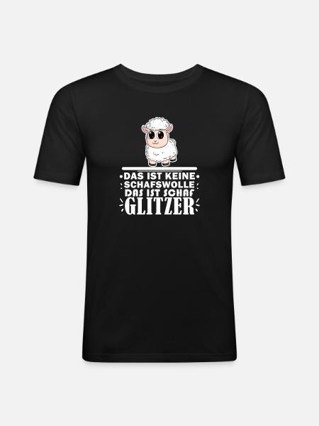 Schaf Spruch - Männer Slim Fit T-Shirt - Schwarz