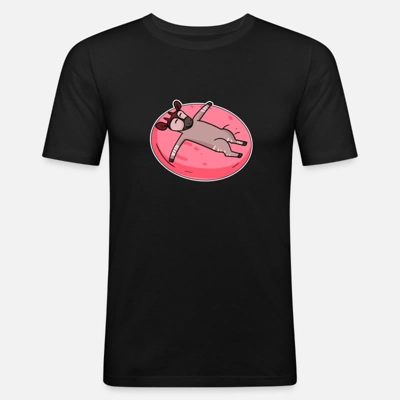 Schlafendes Okapi Waldgiraffe - Männer Slim Fit T-Shirt - Schwarz