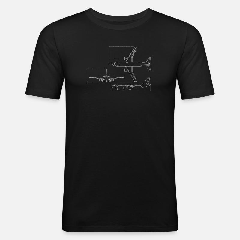 Airplane Blueprint Technical Drawing - Men's Slim Fit T-Shirt - black