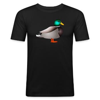 handgezeichnete männliche Ente Erpel oder Enterich - Männer Slim Fit T-Shirt - Schwarz - Vorne - Nik (191cm)