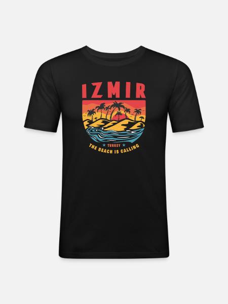 Izmir Turkey palm design - Men's Slim Fit T-Shirt - black