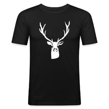 cerf noble - T-shirt près du corps Homme - noir - Devant - Nik (191cm)