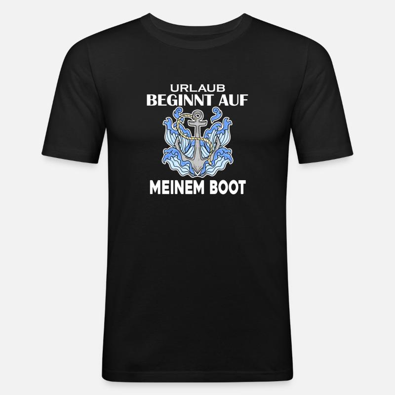Urlaub Boot - Männer Slim Fit T-Shirt - Schwarz