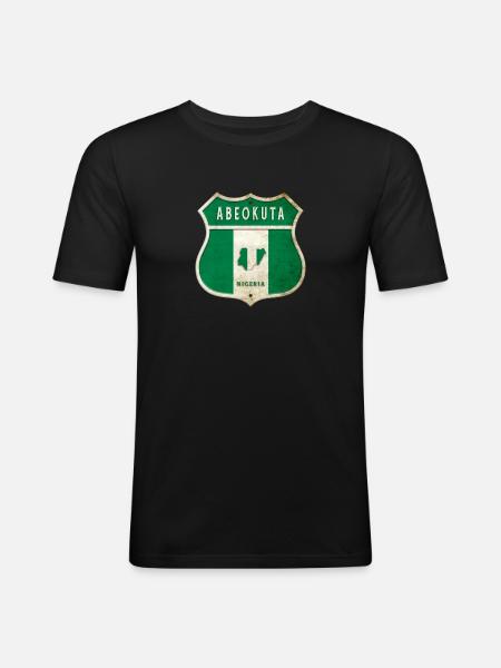 Abeokuta Nigeria coat of arms flag design - Men's Slim Fit T-Shirt - black