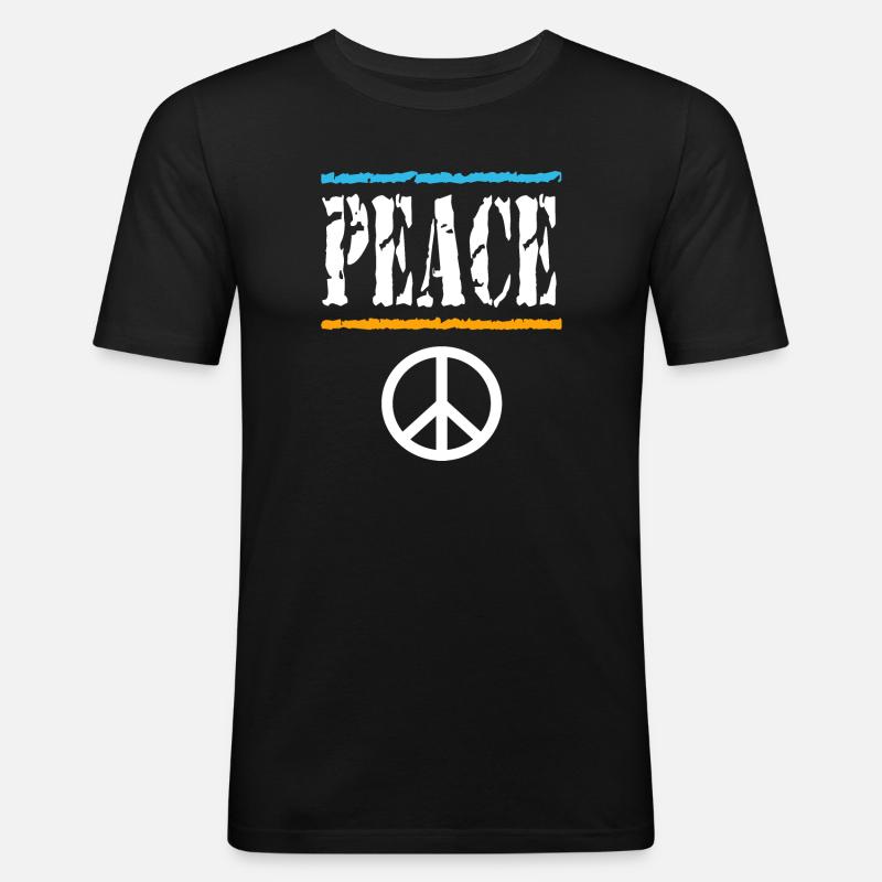 Retro Peace Vibes Tee - Men's Slim Fit T-Shirt - black