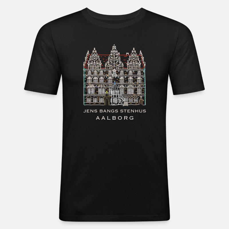 Aalborg, Jens Bangs Stenhus, Dänemark - Männer Slim Fit T-Shirt - Schwarz