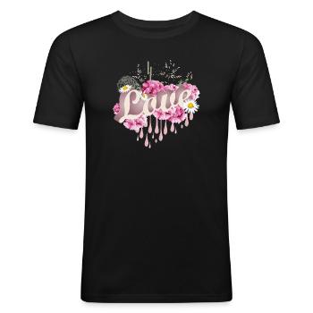 üppiges Muttertags Bouquet mit Nelken - Männer Slim Fit T-Shirt - Schwarz - Vorne - Nik (191cm)