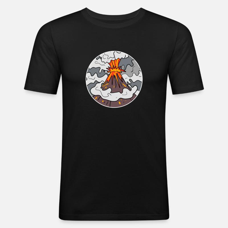 Vulkan Berg Kreis Berge Vulkane - Männer Slim Fit T-Shirt - Schwarz