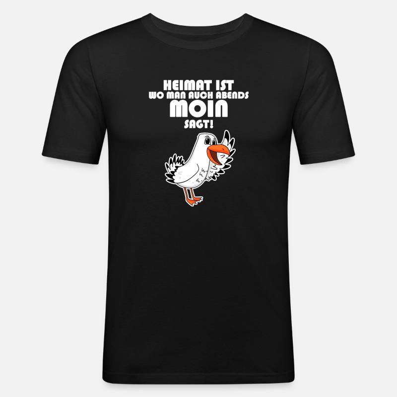 Heimat Moin Begrüßung Möwe - Männer Slim Fit T-Shirt - Schwarz