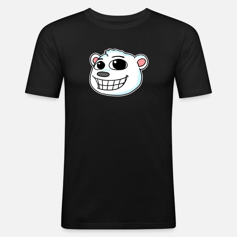 Eisbär Kopf - Männer Slim Fit T-Shirt - Schwarz
