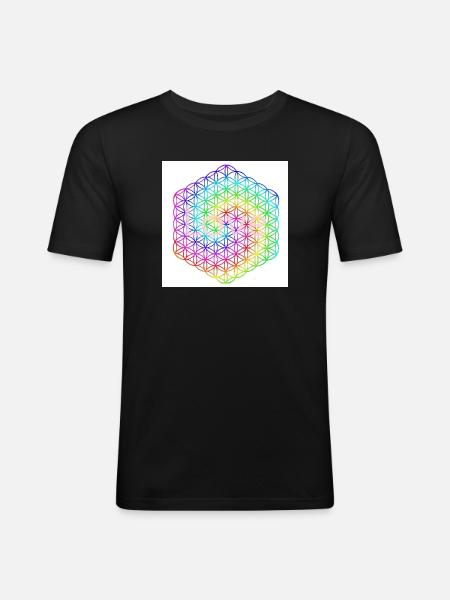 Livets blomst - 5. dimension - Mandala - kærlighed - Herre Slim Fit T-Shirt - sort