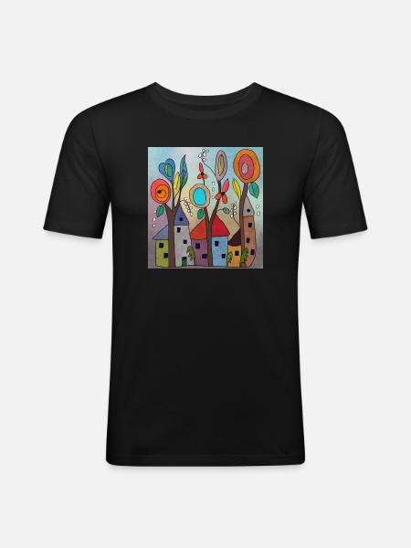 Elfendörfchen - Männer Slim Fit T-Shirt - Schwarz