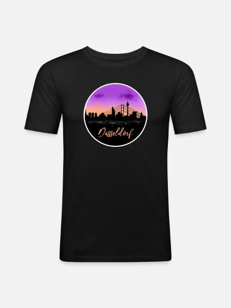 Dusseldorf Fine Skyline - T-shirt près du corps Homme - noir