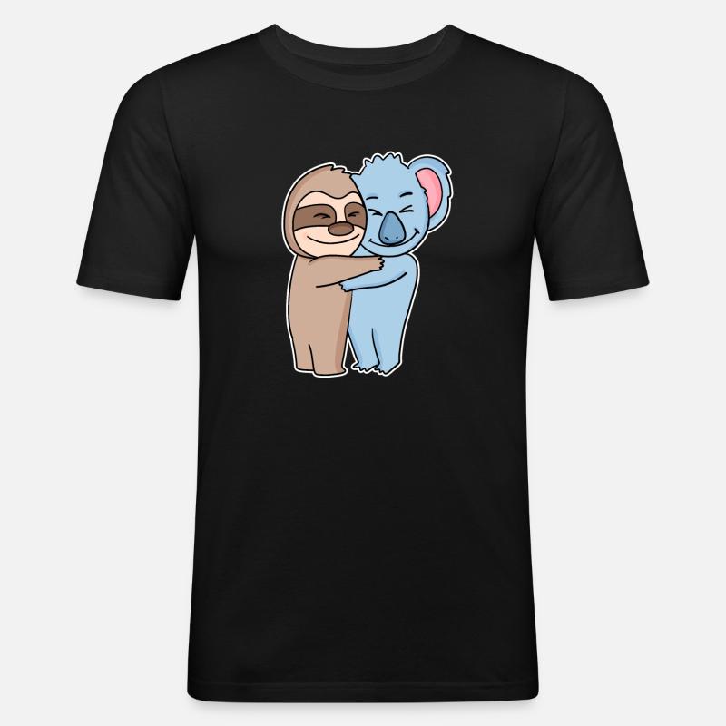 Sloth and koala hugging - hug - Men's Slim Fit T-Shirt - black