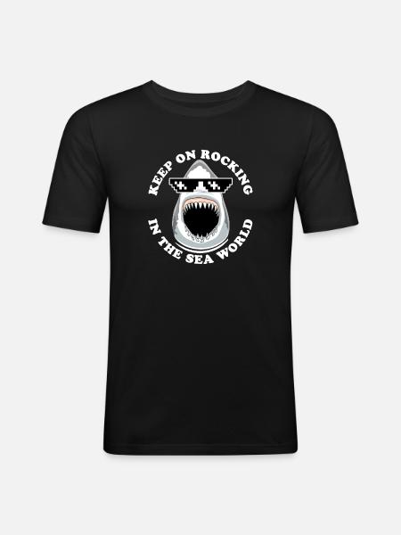 Shark with sunglasses - Men's Slim Fit T-Shirt - black
