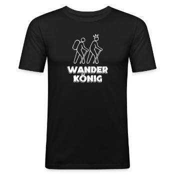 Wanderer Wandern Wanderung Spruch Bergwanderung - Männer Slim Fit T-Shirt - Schwarz - Vorne - Nik (191cm)