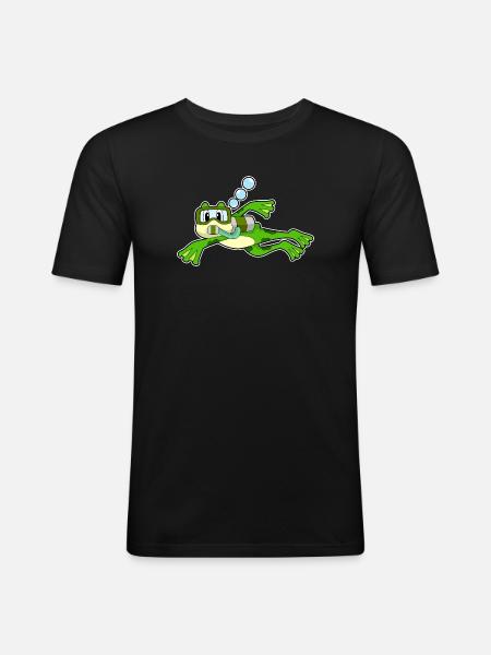 Plongeon de plongée de nage - T-shirt près du corps Homme - noir