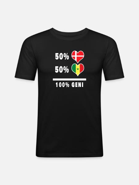 Senegal and Denmark 100% genius flag - Men's Slim Fit T-Shirt - black