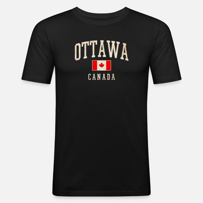 Ottawa Kanada Flaggendesign - Männer Slim Fit T-Shirt - Schwarz