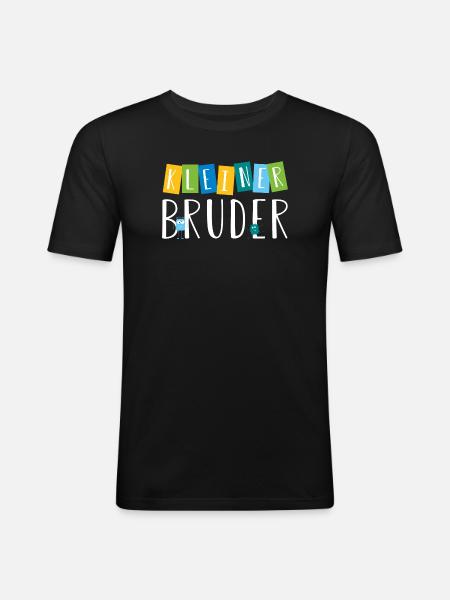 kleiner Bruder - süße Monster - Männer Slim Fit T-Shirt - Schwarz