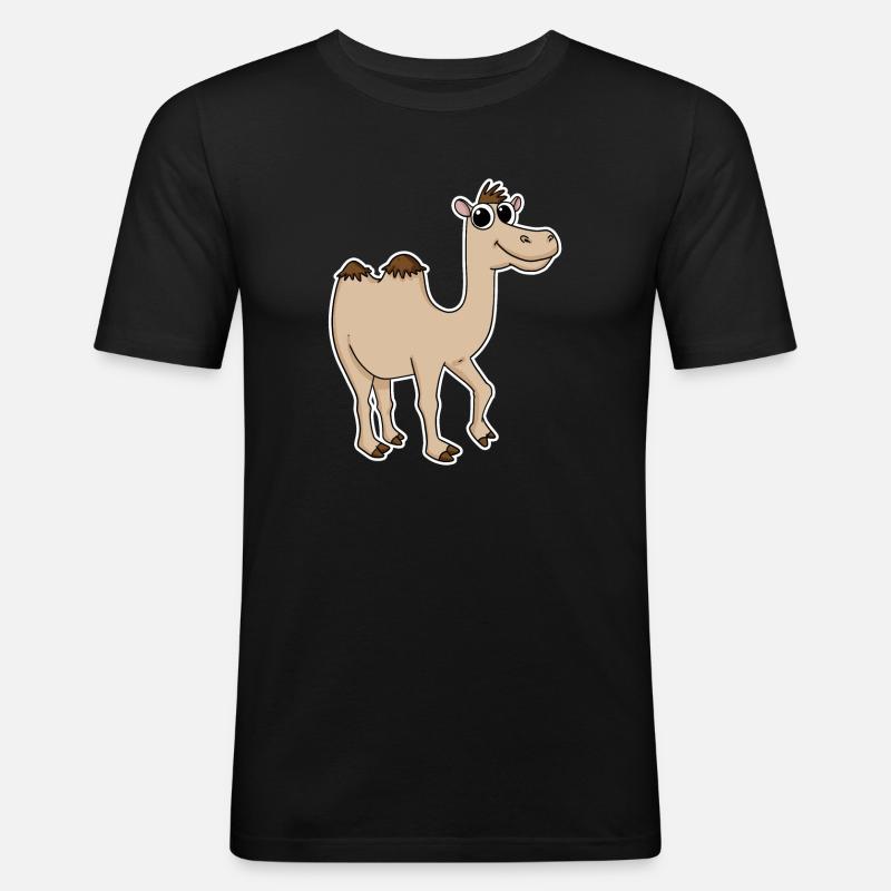 Kamel - Männer Slim Fit T-Shirt - Schwarz