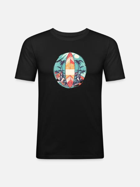 Surfbrett - Männer Slim Fit T-Shirt - Schwarz