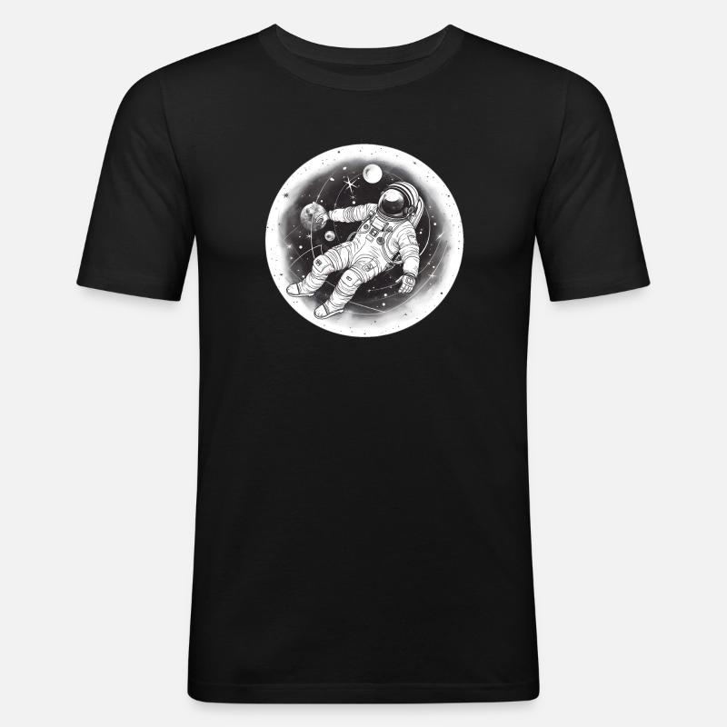 Astronaut - Männer Slim Fit T-Shirt - Schwarz