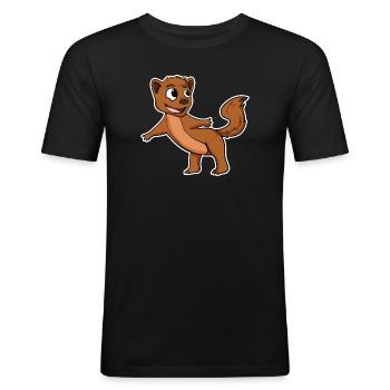 Martre belette - T-shirt près du corps Homme - noir - Devant - Nik (191cm)