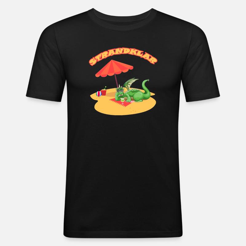 Strandklar Dinosaurier - Männer Slim Fit T-Shirt - Schwarz