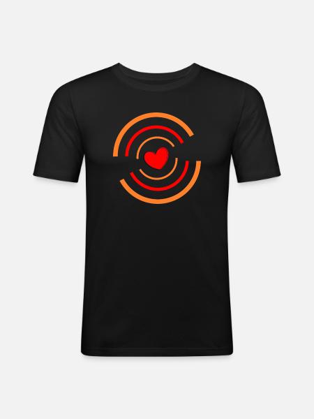 Heart red with stripes - Men's Slim Fit T-Shirt - black