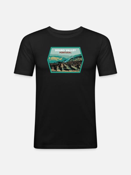 Douro Valley Shield, Portugal Illustration - Men's Slim Fit T-Shirt - black