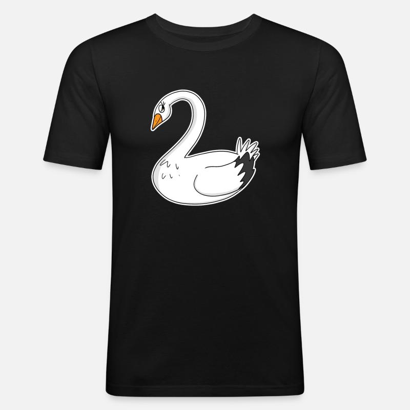 Schwan - Männer Slim Fit T-Shirt - Schwarz