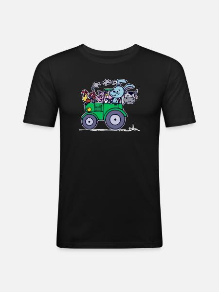 Agricultural Machinery Statement Farming Farm Tractor - Men's Slim Fit T-Shirt - black