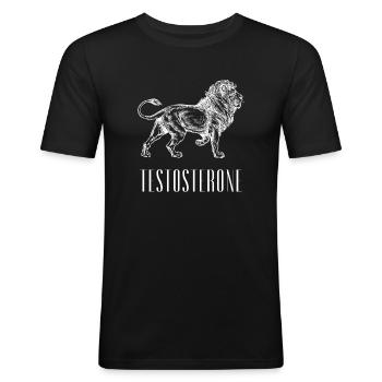 Testosteron-Löwen-Mentalität der männlichen Stärke - Männer Slim Fit T-Shirt - Schwarz - Vorne - Nik (191cm)