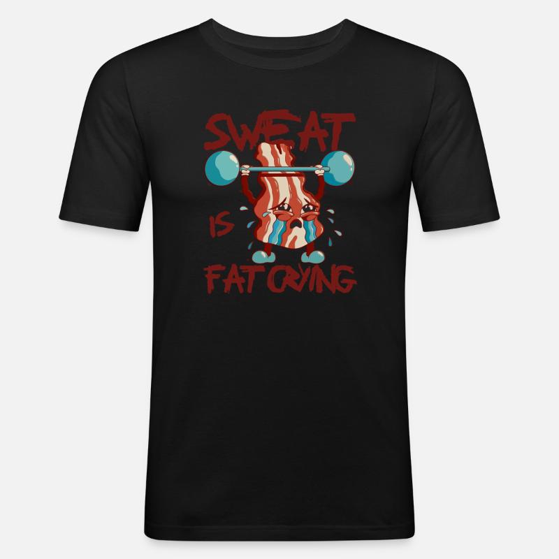 Sweat Is Fat Crying - Männer Slim Fit T-Shirt - Schwarz