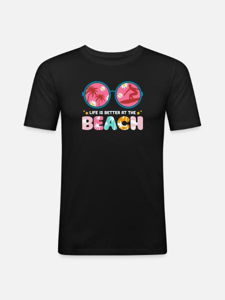 summer holidays, summer, hello summer - Men's Slim Fit T-Shirt - black