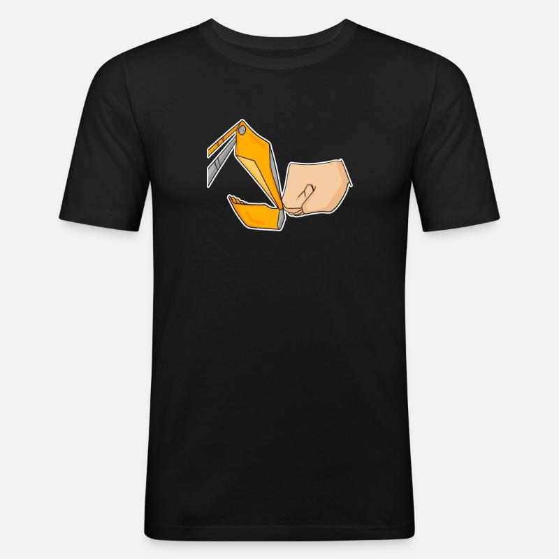 Bagger Baustelle Baggerfahrer Faust - Männer Slim Fit T-Shirt - Schwarz