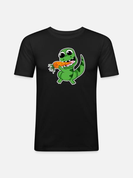 Dino eats carrot - Men's Slim Fit T-Shirt - black