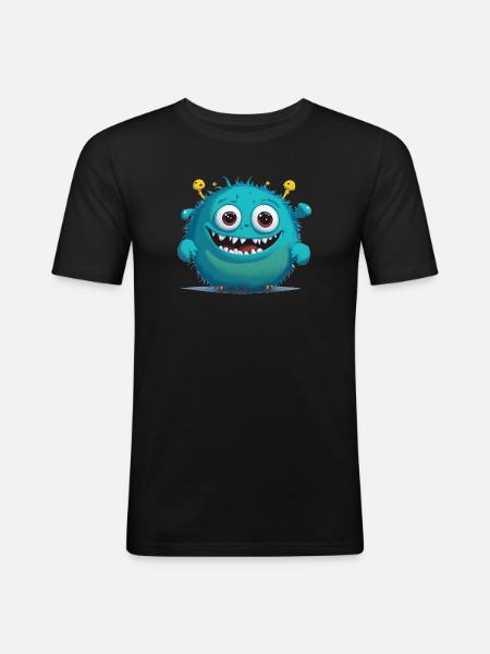 little blue monster - Men's Slim Fit T-Shirt - black