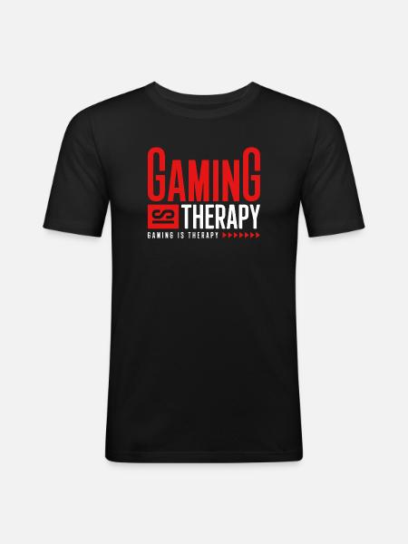 GAMING IS THERAPY - Men's Slim Fit T-Shirt - black