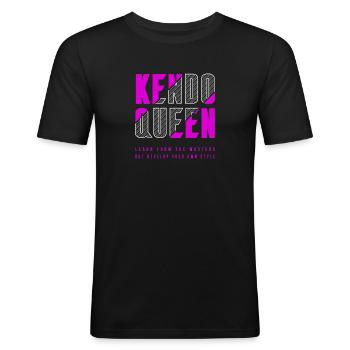 Kendo Königin - Männer Slim Fit T-Shirt - Schwarz - Vorne - Nik (191cm)