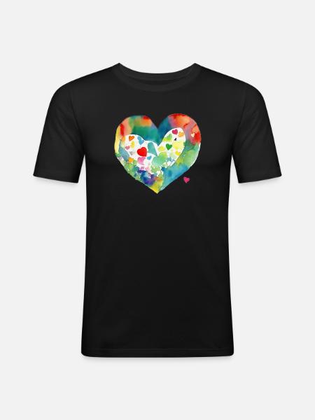 Cœur - T-shirt près du corps Homme - noir