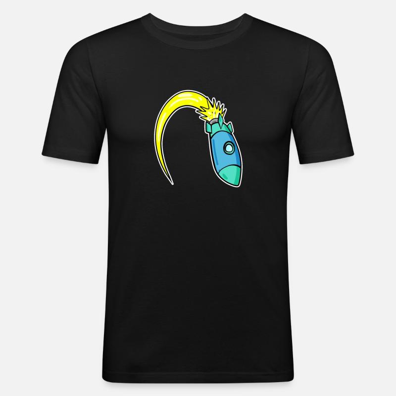 Fusée - T-shirt près du corps Homme - noir