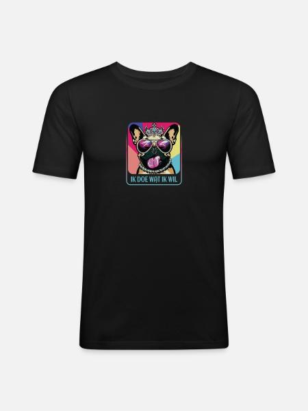 Stubborn Pug - Men's Slim Fit T-Shirt - black