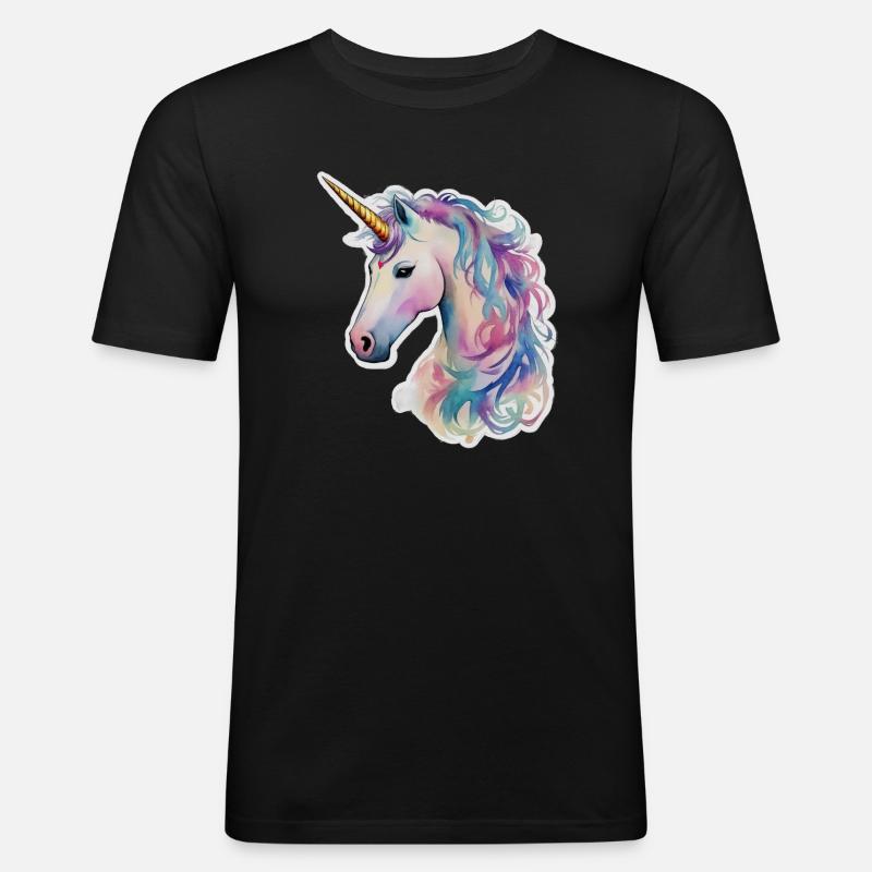 Einhorn - Männer Slim Fit T-Shirt - Schwarz