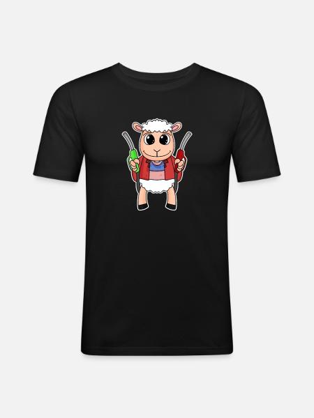 Tankwart Schaf Tankstelle - Männer Slim Fit T-Shirt - Schwarz