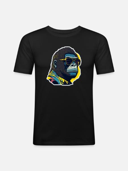 Gorilla with sunglasses - Men's Slim Fit T-Shirt - black
