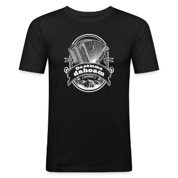 Ziach Vintage Label - Do samma dahoam W  | ZiachON - Männer Slim Fit T-Shirt - Schwarz - Vorne - Nik (191cm)